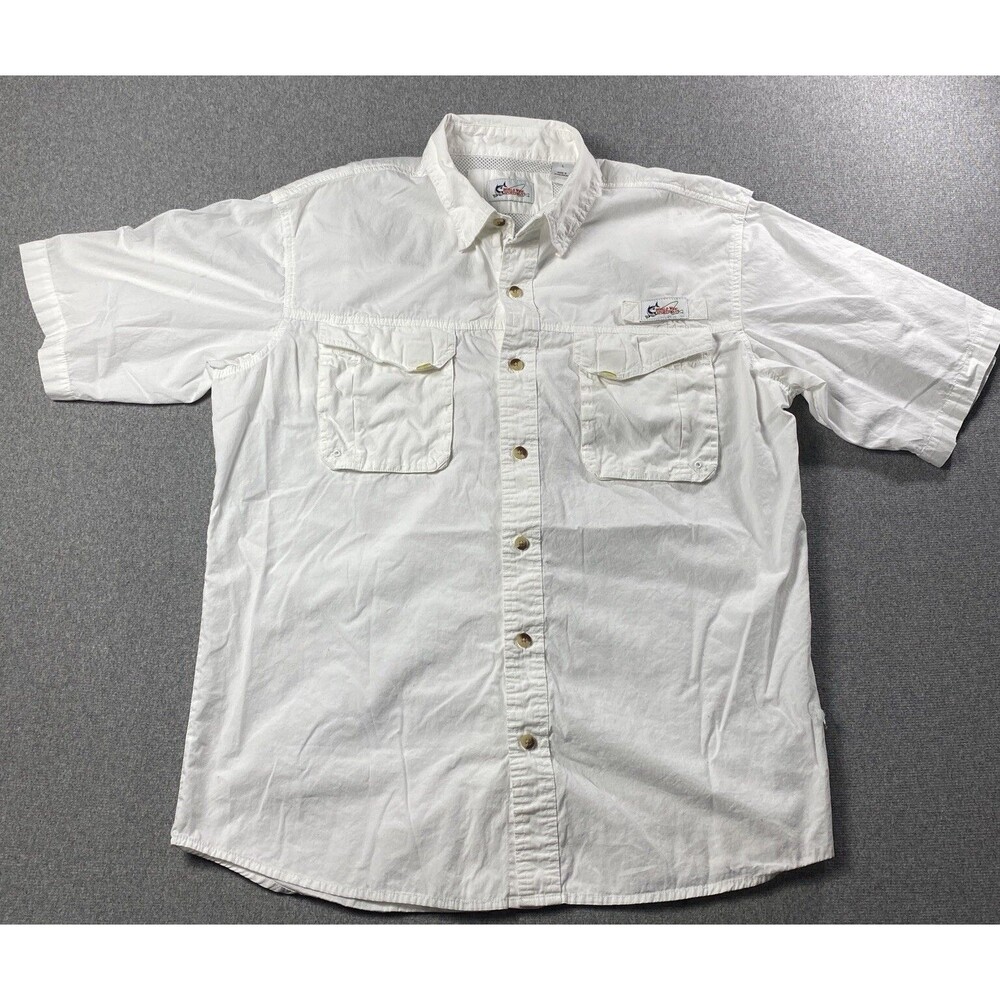 World Wide Sportsman Fishing Vented Button Up White Shirt Sz L